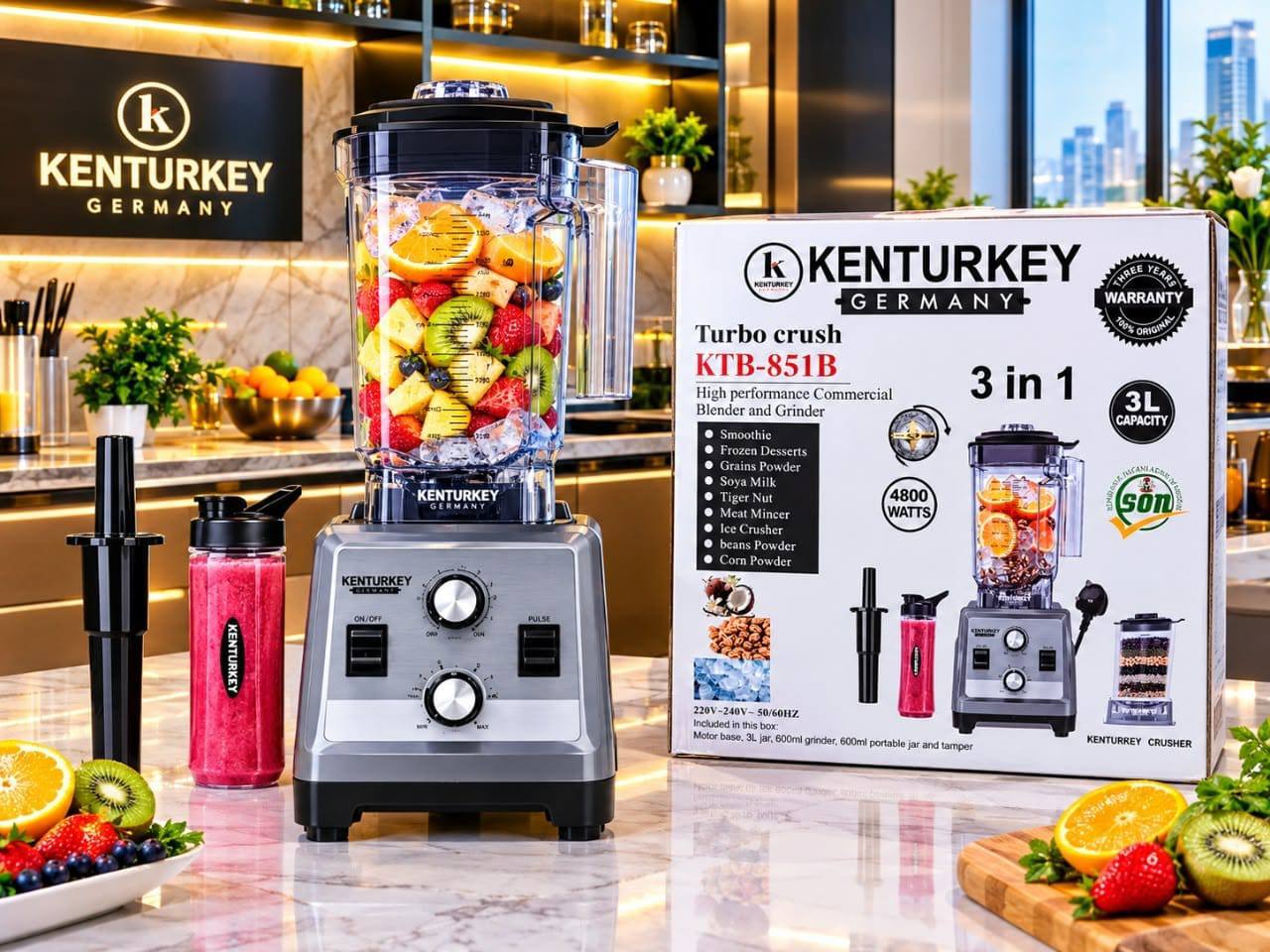 Kenturkey Germany Turbo Crush KTB-851B 3-in-1 heavy duty blender with gift pack